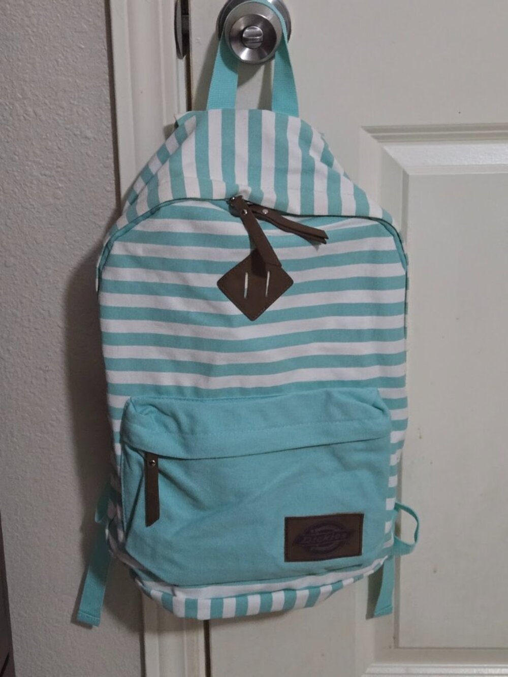 Dickies Mint Green Striped Cotton Canvas School Backpack Bookbag